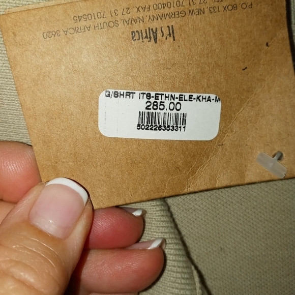 Its Africa Men's Khaki Polo Embroidered Elephant On Front Textured Collar M - Picture 9 of 9